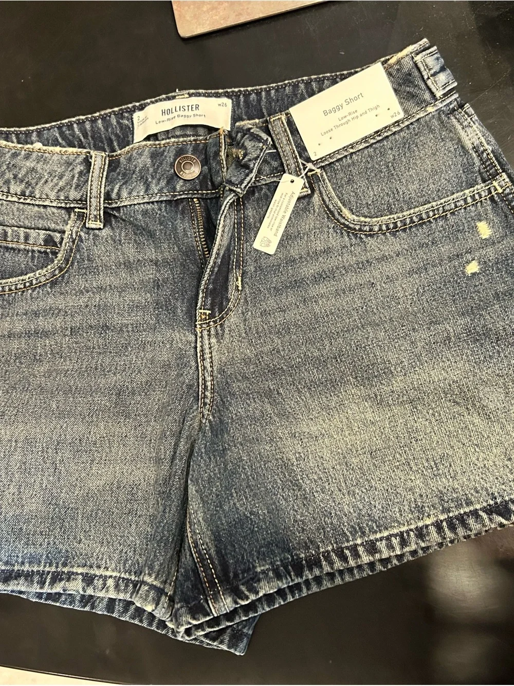 Hollister Women's Baggy Short Jeans - Light Blue Denim